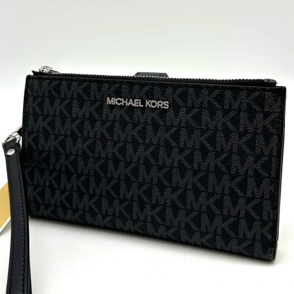 Michael Kors Large Double Zip Wallet Wristlet Black - Picture 1 of 9
